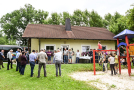 Begrüßung am Dorfgemeinschaftshaus in Heßlach.