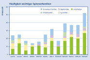 Tabelle der Häufigkeit wichtiger Spinnenfamilien