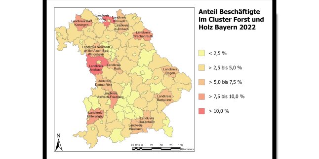 Säulendiagramm zeigt Entwicklung des Außenhandels Bayerns mit der Tschechischen Republik mit Rundholz 2013 - 2023