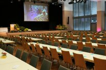 Dekorierter Saal in den Mainfrankensälen vor der Feier