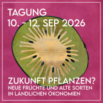 Eine aufgeschnittene Kiwi mit dem Text Zukunft Pflanzen!