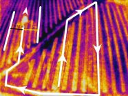 Luftaufnahme des Frostbuster mit einer Wärmebildkamera und Beschreibung der Wegstrecke.