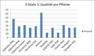 Diagramm: Anteil der Pflanzen in Prozent, die pro Topf 3 Stiele in erster Qualität lieferten