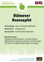 Grünes Sortenschild zu dem "Dülmener Rosenapfel". 