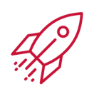 Icon einer diagonal startenden Rakete