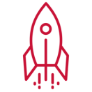 Icon einer senkrecht startenden Rakete